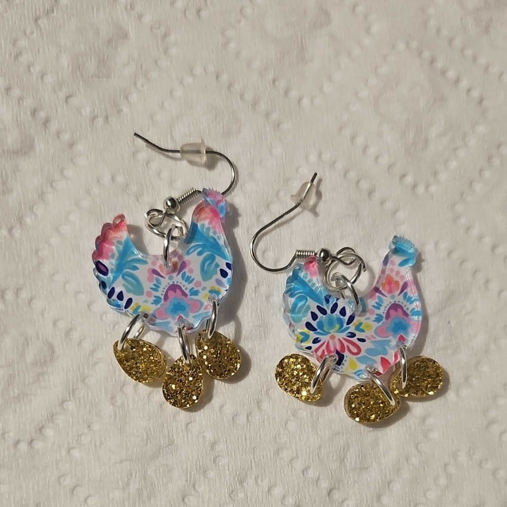 Colorful Chicken Earrings for Kids